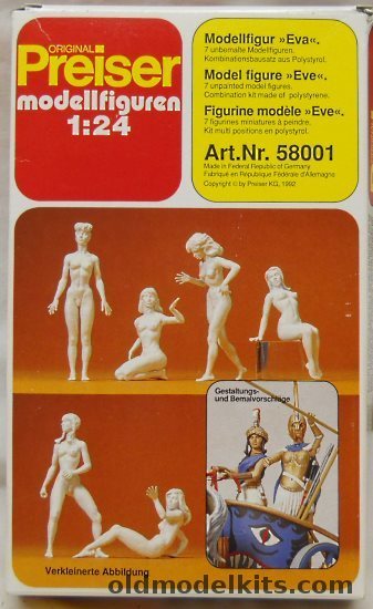 Preiser 1/24 Model Figure Eve - 7 Positionable Female Figures, 58001 plastic model kit